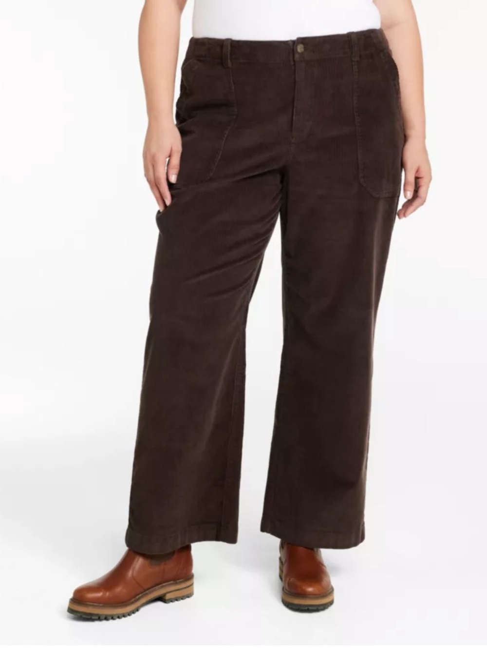L.L Bean Women’s 207 Vintage Corduroy High Rise Wide-leg Brown Pants Size 18